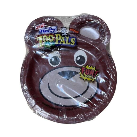 Hefty Zoo Pals Paper Plates New Sealed Unopened 2001 Pactiv 24 Count Y2K - Picture 1 of 6